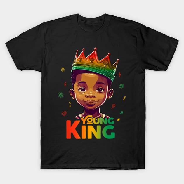 Black History Month Shirts For Young King Afro Boys Kids T-Shirt by marchizano